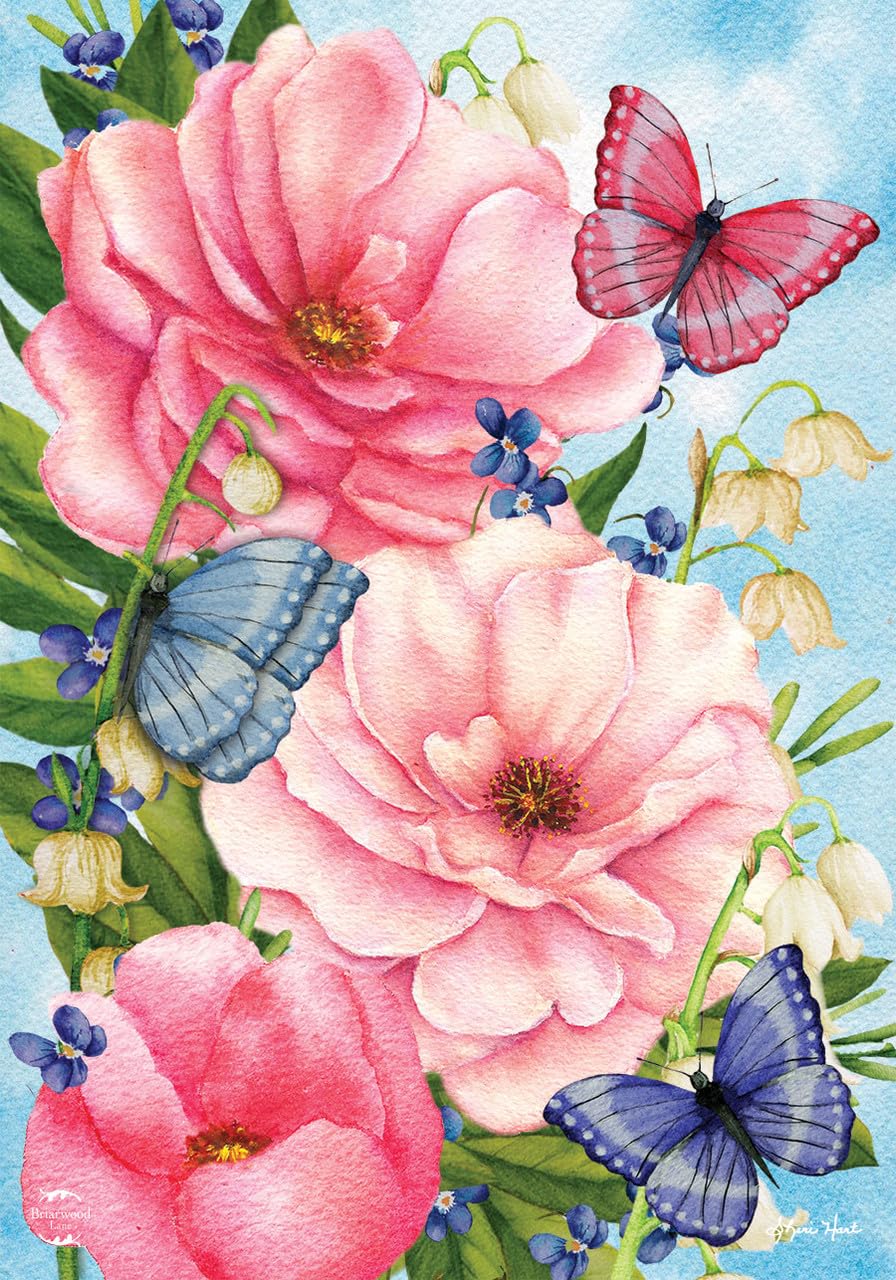 Pink Peonies Spring House Flag 40" x 28" Briarwood Lane