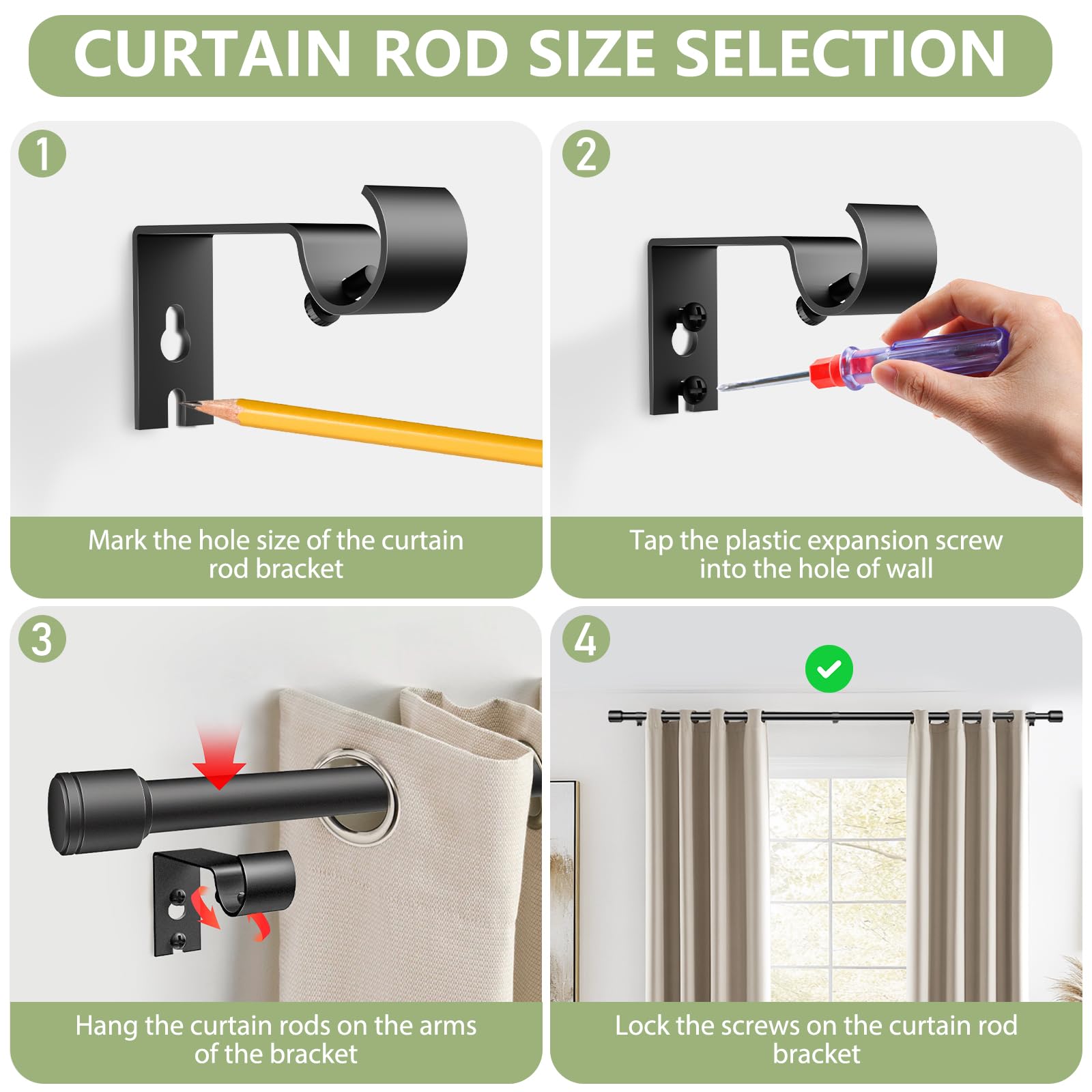 Adjustable Black Curtain Rods 1 Pack S5336