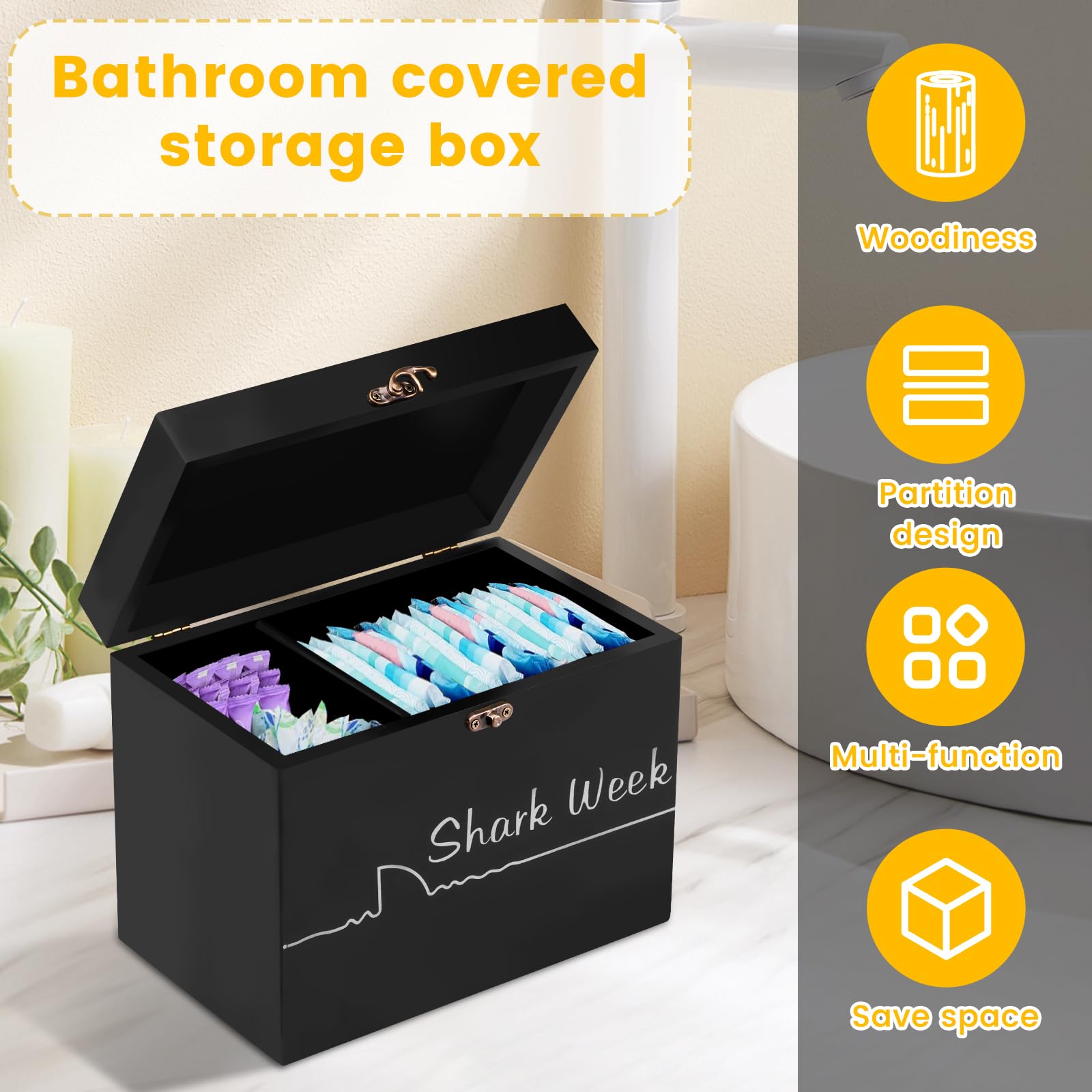 Produktbild von Ylnailky Tamponhalter - Bindenhalter Für Badezimmer - Holz Deko Box Für Kosmetik Aufbewahrung Tampons Binden