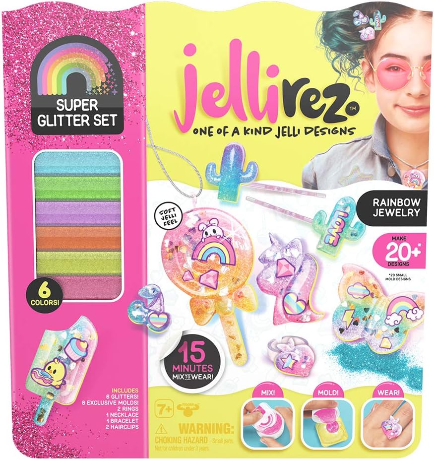 Super Glitter Rainbow Pack - Quick & Easy DIY Resin Inspired Craft Activity Kit for Kids Ages 7 & Up
