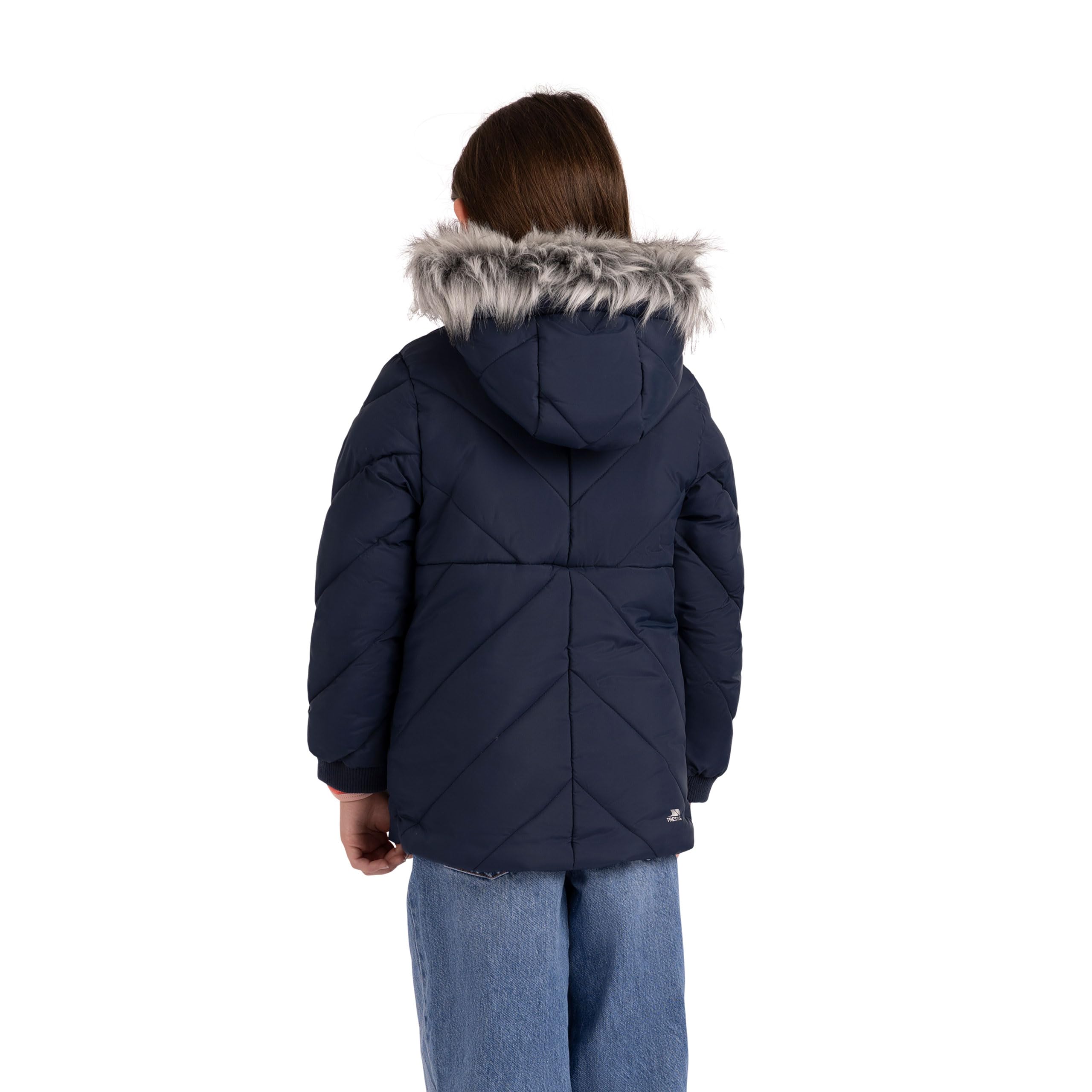 Trespass Veste décontractée Buntee pour fille – Matelassée, capuche grande, poignets en jersey, 2 poches, coque tissée, doublure 100 % polyester, rembourrage 100 % polyester
