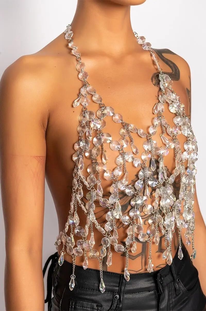 Body Chain New New Hollow Shiny Crystal Pendant Vest for Women