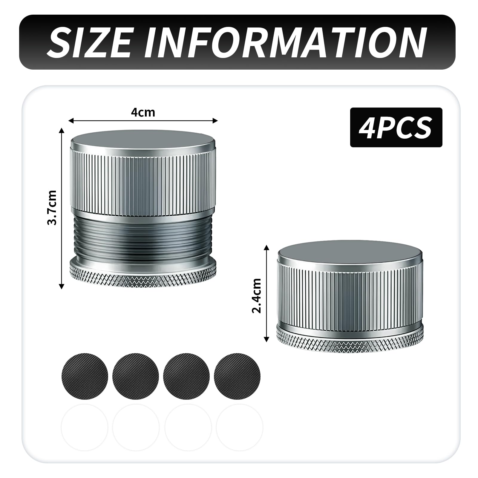Patas para Muebles, Patas Mueble, Pies Regulables para Muebles de Metal, Altura Ajustable de 2,3 a 3,9 cm Pies Regulables, Patas Mesa para Mesas, Armarios, Mesas de Centro, 4 Piezas, Gris