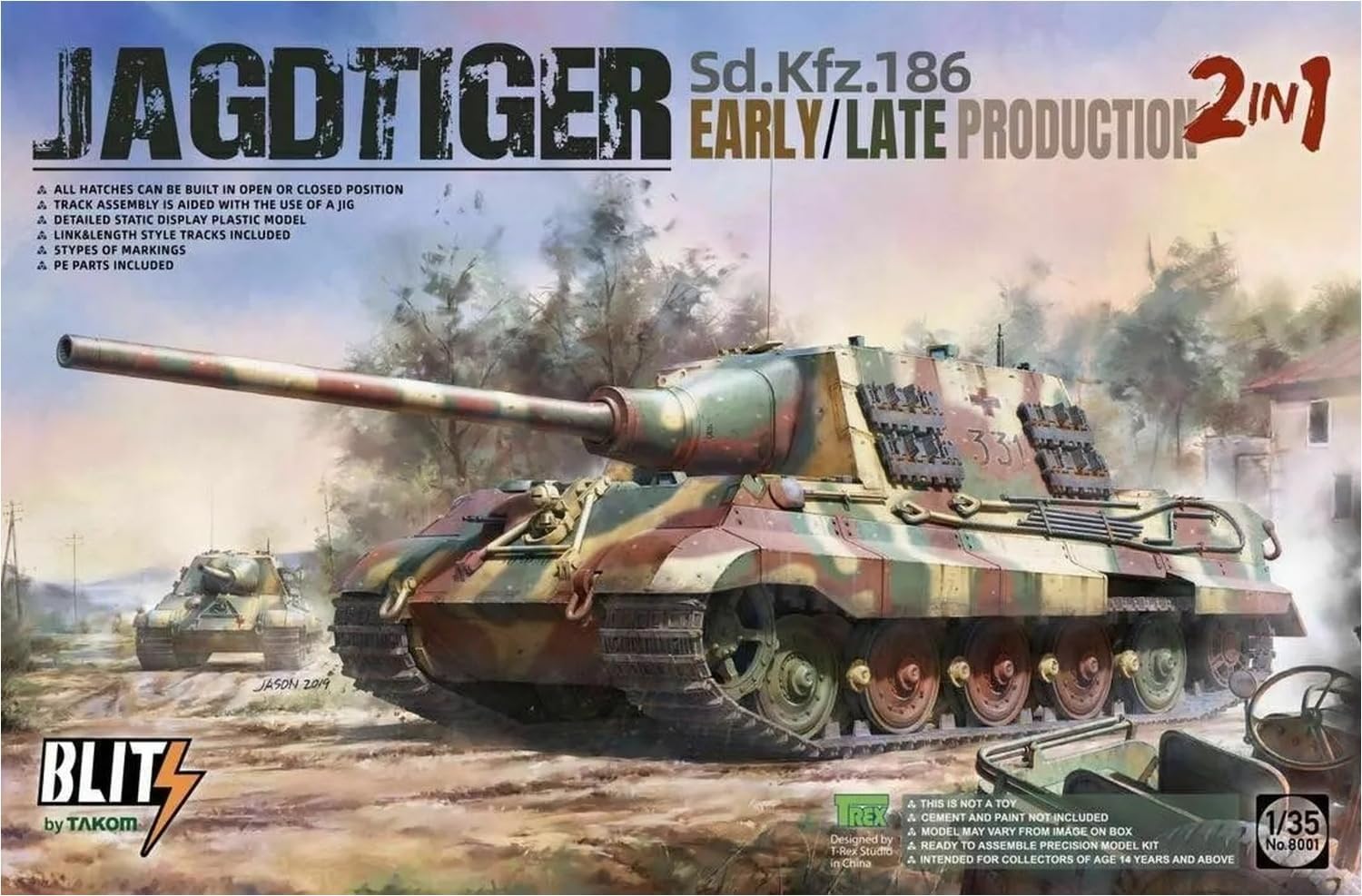 タコム ブリッツ 1/35 ドイツ軍 ヤークトティーガー Sd．Kfz．186 前／後期型 2 in 1 （タコム・TAKOMブランド） プラモデル TKOB8001