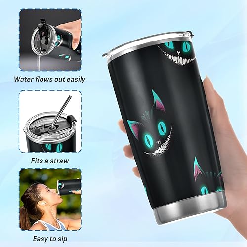 Miniatura 6 de xigua Vaso de 20 onzas con tapa y pajilla, vaso de acero inoxidable aislado al vacío, reutilizable, de doble pared, taza para café de viaje (textura