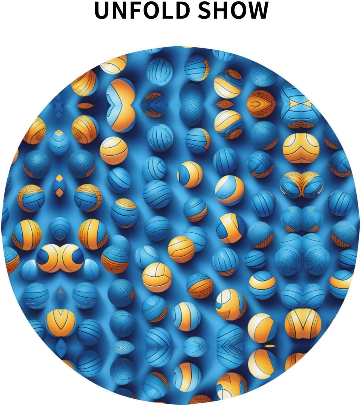 60 Inch Blue Volleyball Print Round Tablecloth,Decorative Table Cover for Weddings, Mothers Day, Outdoor BBQ