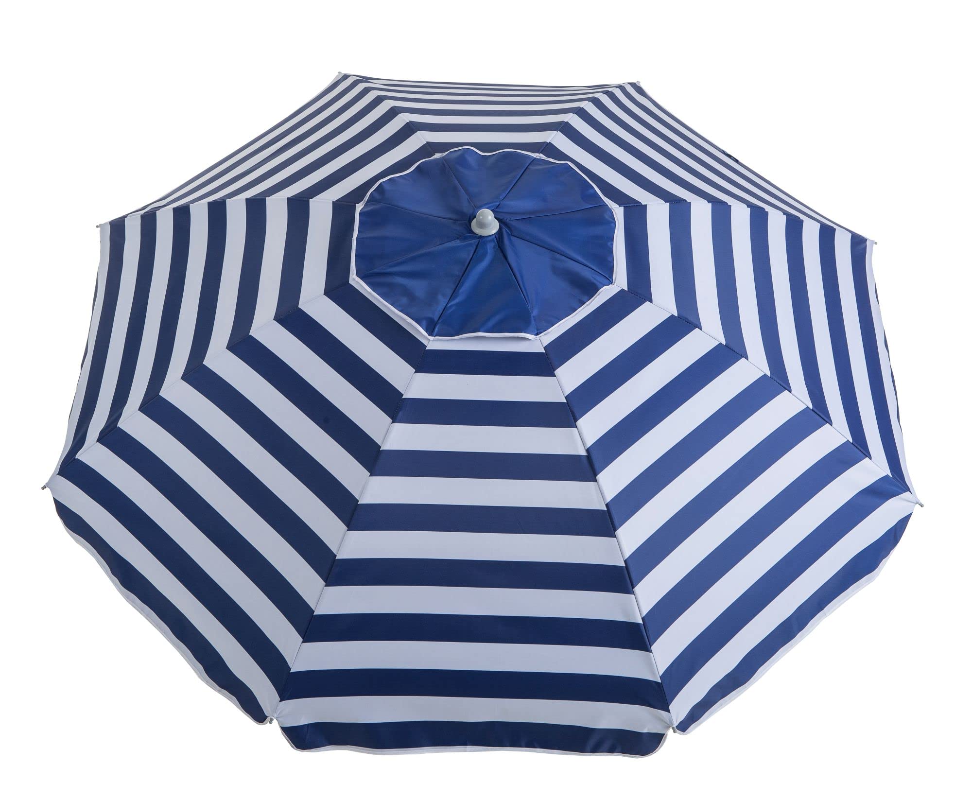 AREMAR Sombrilla de Playa Resistente al Viento Airvent, Protección UV, Varillas de Fibra de Vidrio e Incluye Funda para Transporte (220 cm. Azul Blanco Rayas)