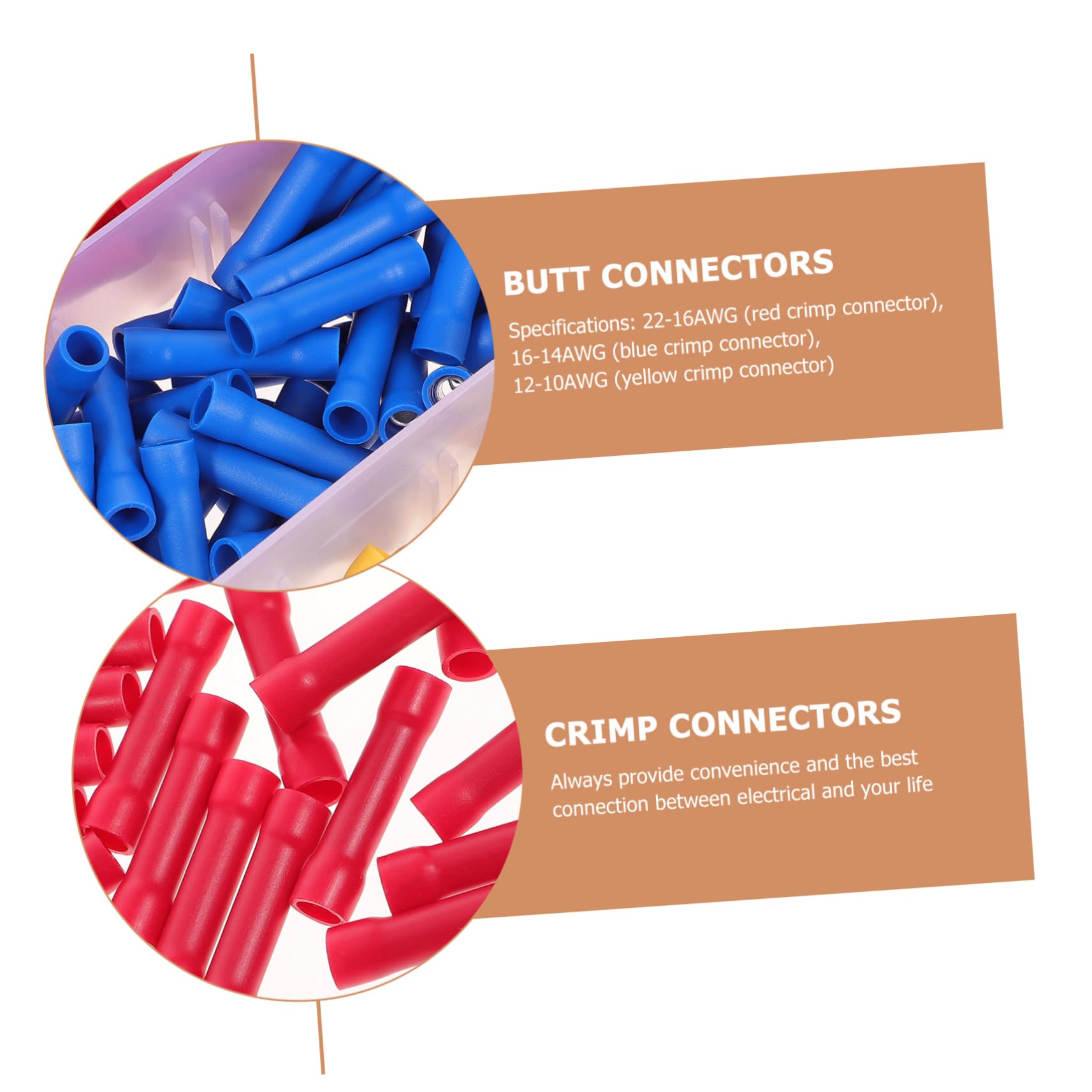 BELLIFFY 120pcs Wire Crimp Connector Kit Insulated Terminals for Household Industrial Electronic Use Heat Shrink Butt Connectors Efficient Safe Cold Press Connection