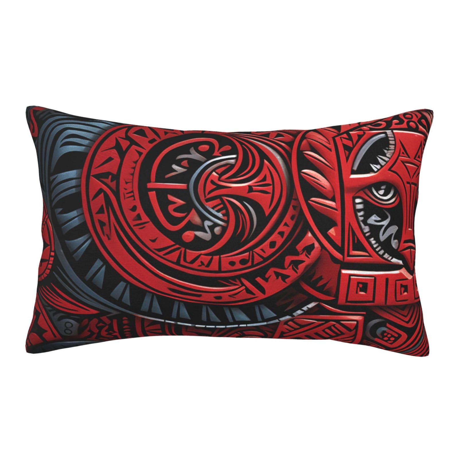 Velvet Pillowcases 20"x30" Ultra Soft Breathable Pillow Cases, Luxury Fuzzy Throw Pillow Covers with Zipper, Red Tribal Pattern Pillow Shams All Seasons Decorative Cushion Cases for Couch