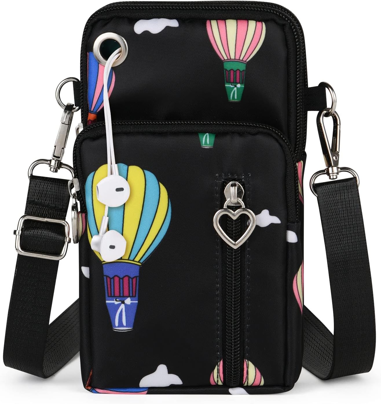 Aucuu Women Crossbody Phone Bag, Nylon Mini Crossbody Shoulder Bag with Detachable Adjustable Straps, Cellphone Purse Armband with Headphone Port for cellphones under 7 inches