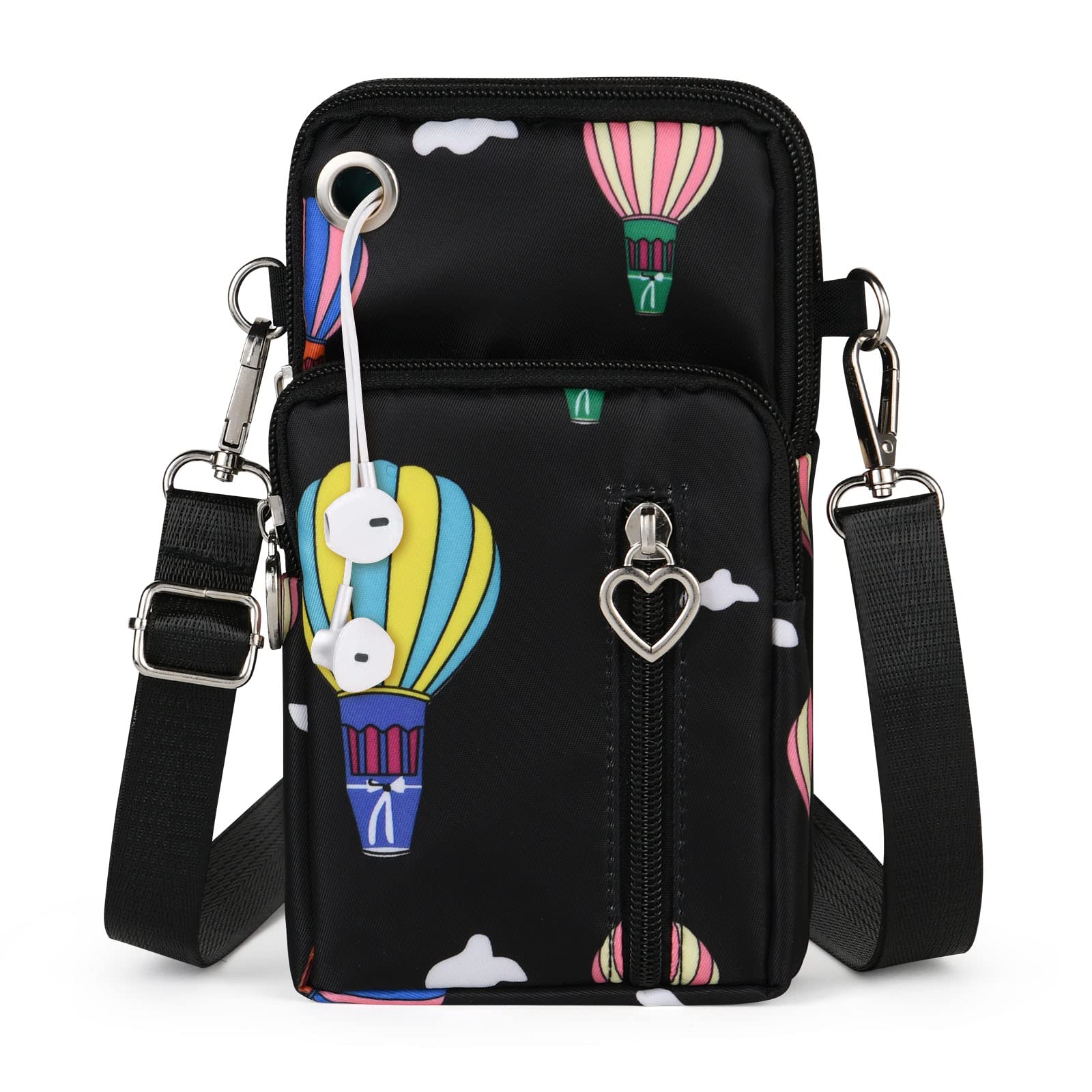 Aucuu Borsa a Tracolla da Donna in Nylon, Mini Borsa a Tracolla con Cinghie Regolabili Staccabili, Fascia da Braccio per Cellulare con Porta Cuffie per Cellulari Sotto i 7"