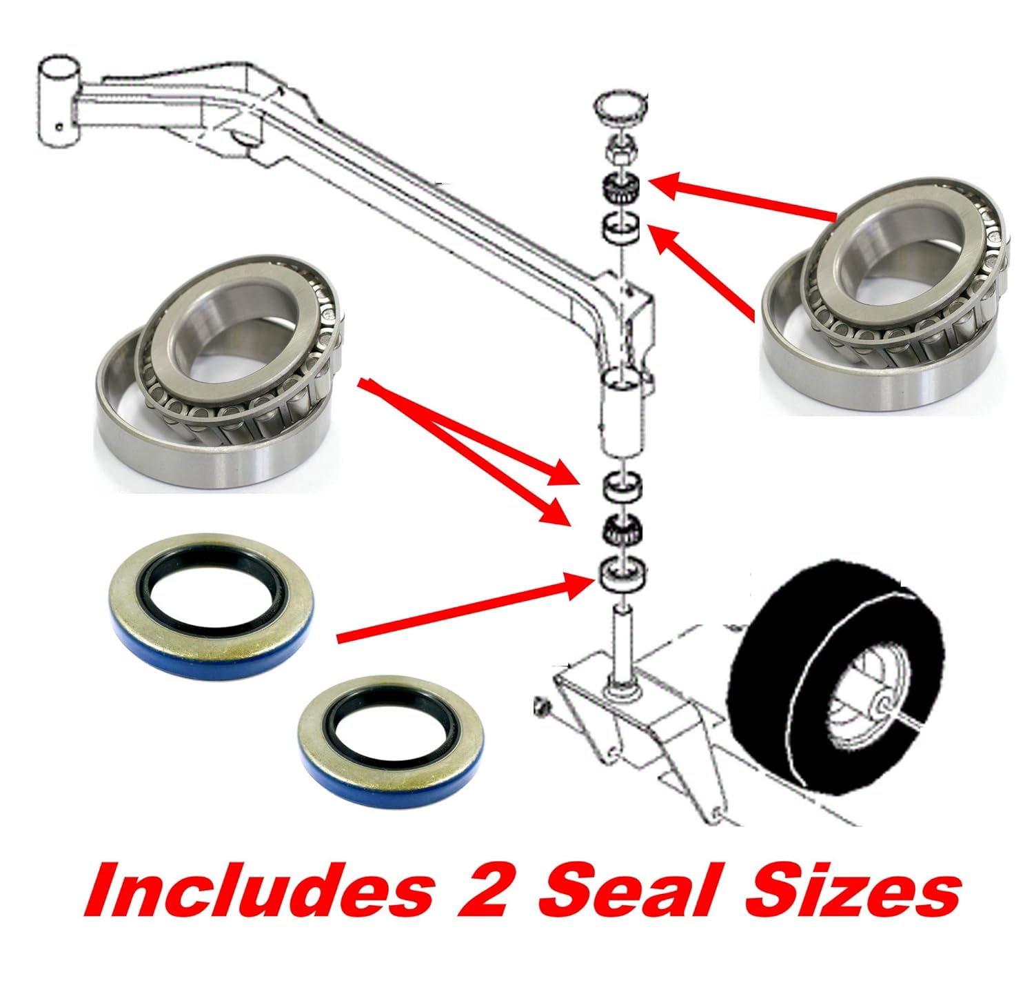 HD Switch Fork Caster Spindle Rebuild Kit Bearing & Seal Replaces Exmark Lazer Z, XP & XS Series