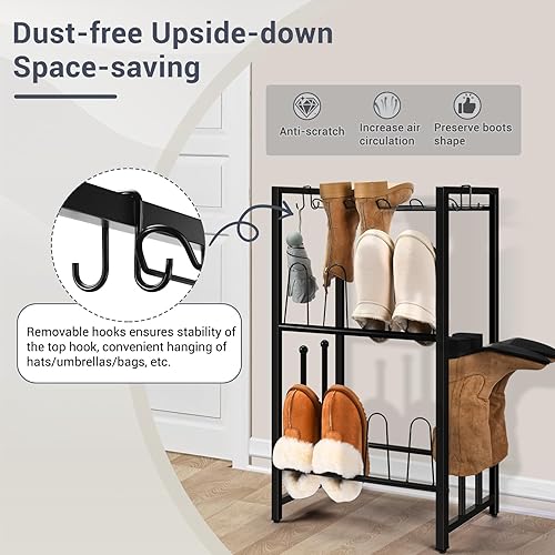 Miniatura 2 de GADFISH Free Standing Shoe Racks, Vertical Boot Rack, Black Metal Boot Storage Organizer Tall Boots Organizer for Closet, Entryway, Shoe Rack for