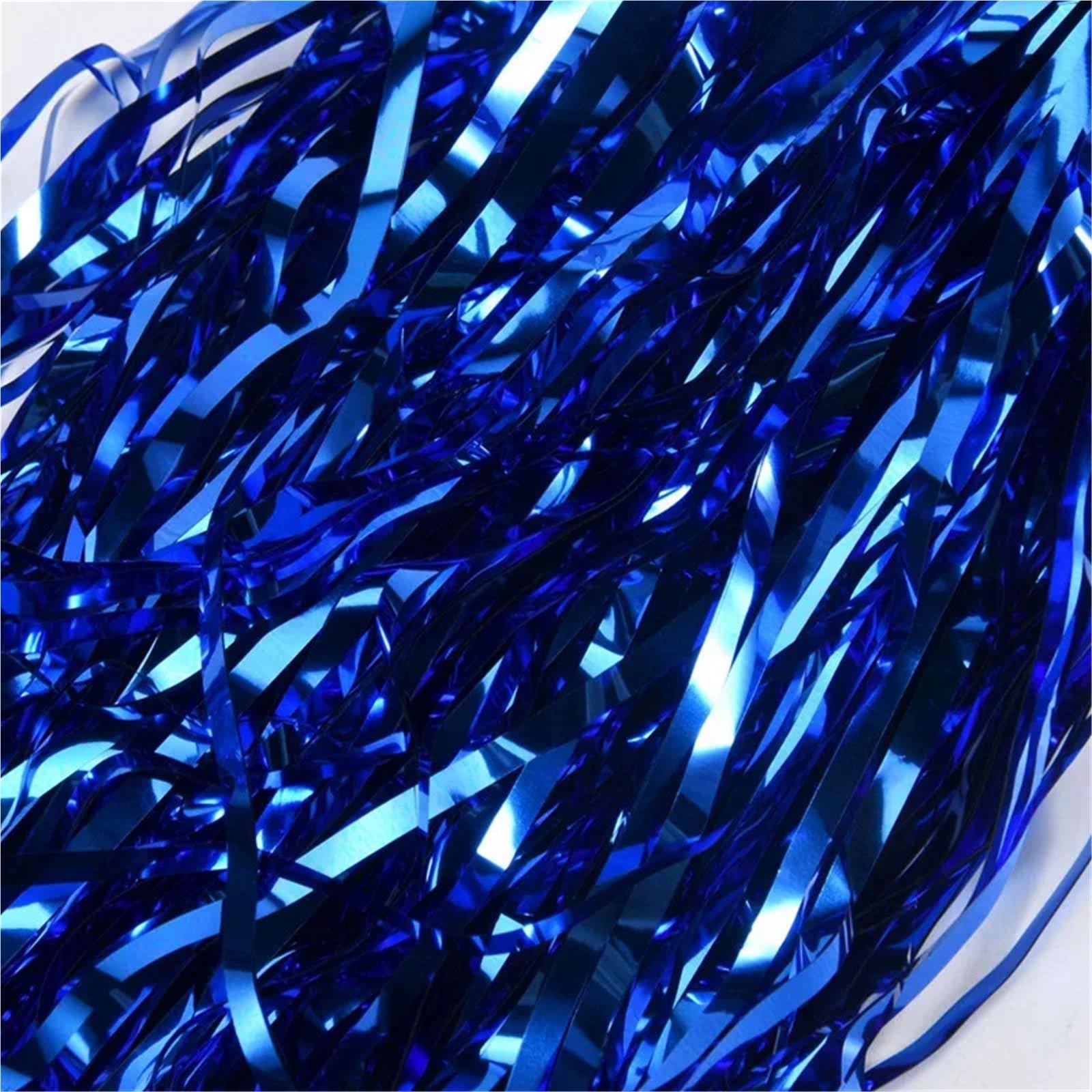 Lot de 120 pompons de pom-pom girl en aluminium métallique avec poignée en plastique pour adultes - Bleu