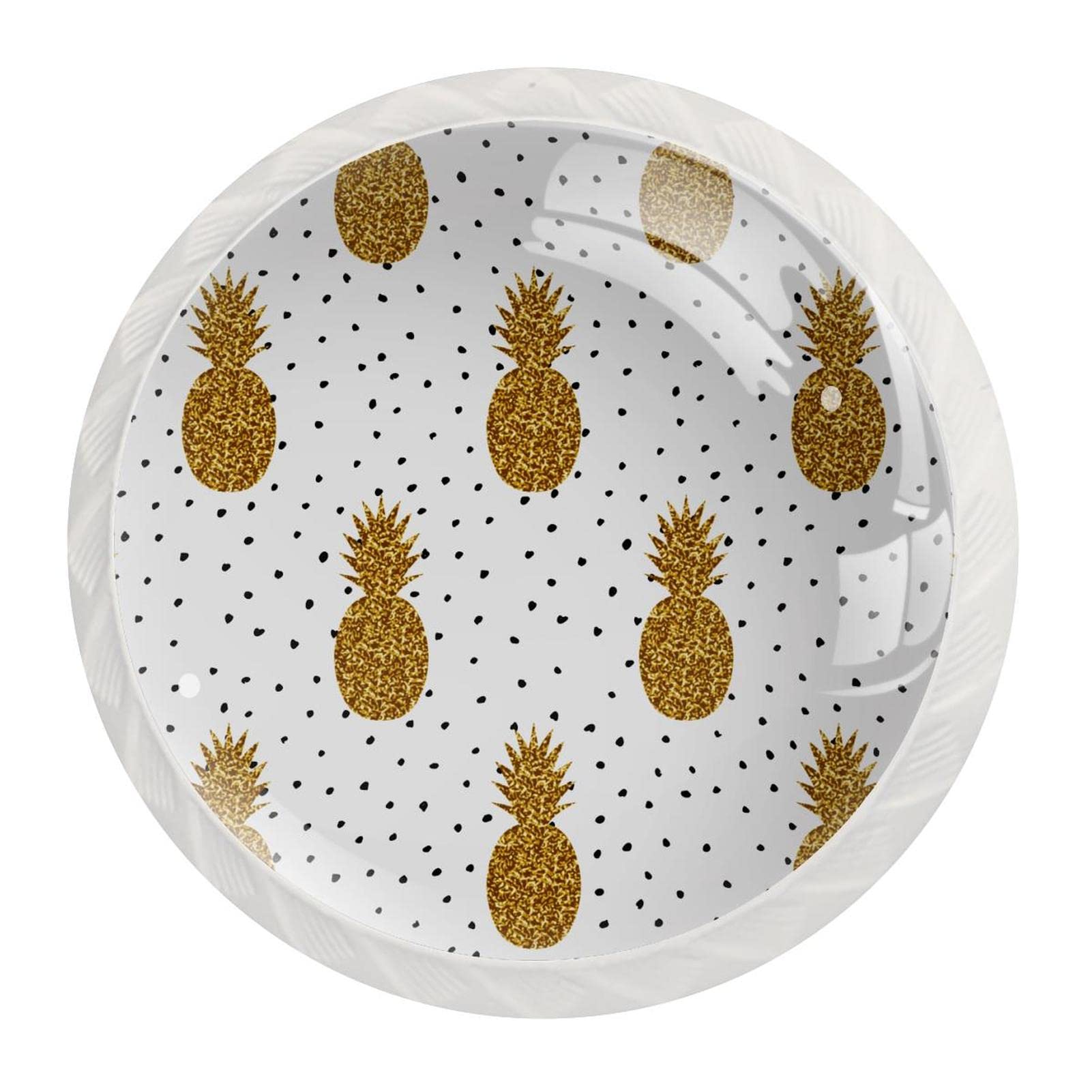Boutons d'armoires de cuisine poignées de tiroir pois ananas doré lot de 12