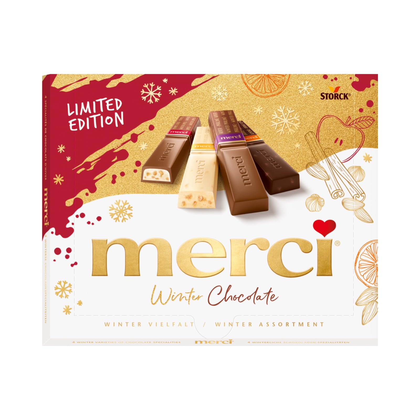 merci Finest Selection Winter Chocolate – 1 x 250 g – Winterliche Schokoladen-Spezialitäten – Gefüllte und nicht gefüllte Pralinen Limited Edition