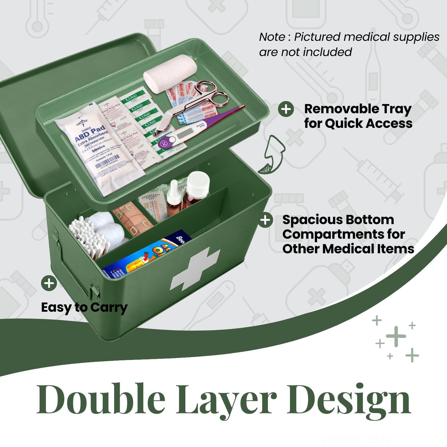 Flexzion Medicijnbox, huisapotheekbox, apotheekbox, 31 x 20 x 19 cm