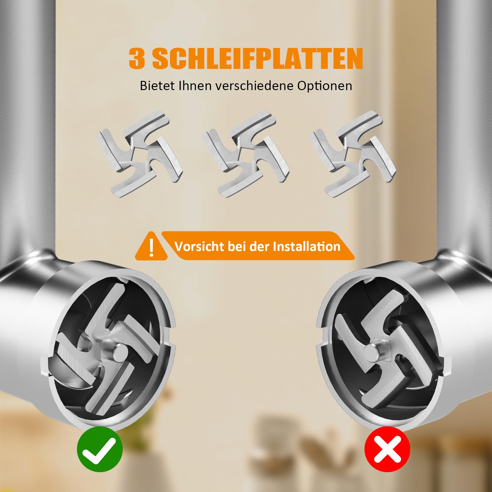 STANEW Fleischwolf Elektrisch, 3 in 1 Hackfleisch Maschine mit 3 Platten aus Edelstahl, Wurstmaschine Kubbe und 3 Füllrohre für Wurst, Kapazität 3,5 kg/min, 3 Klingen, 3500 W Starker Kupfermotor