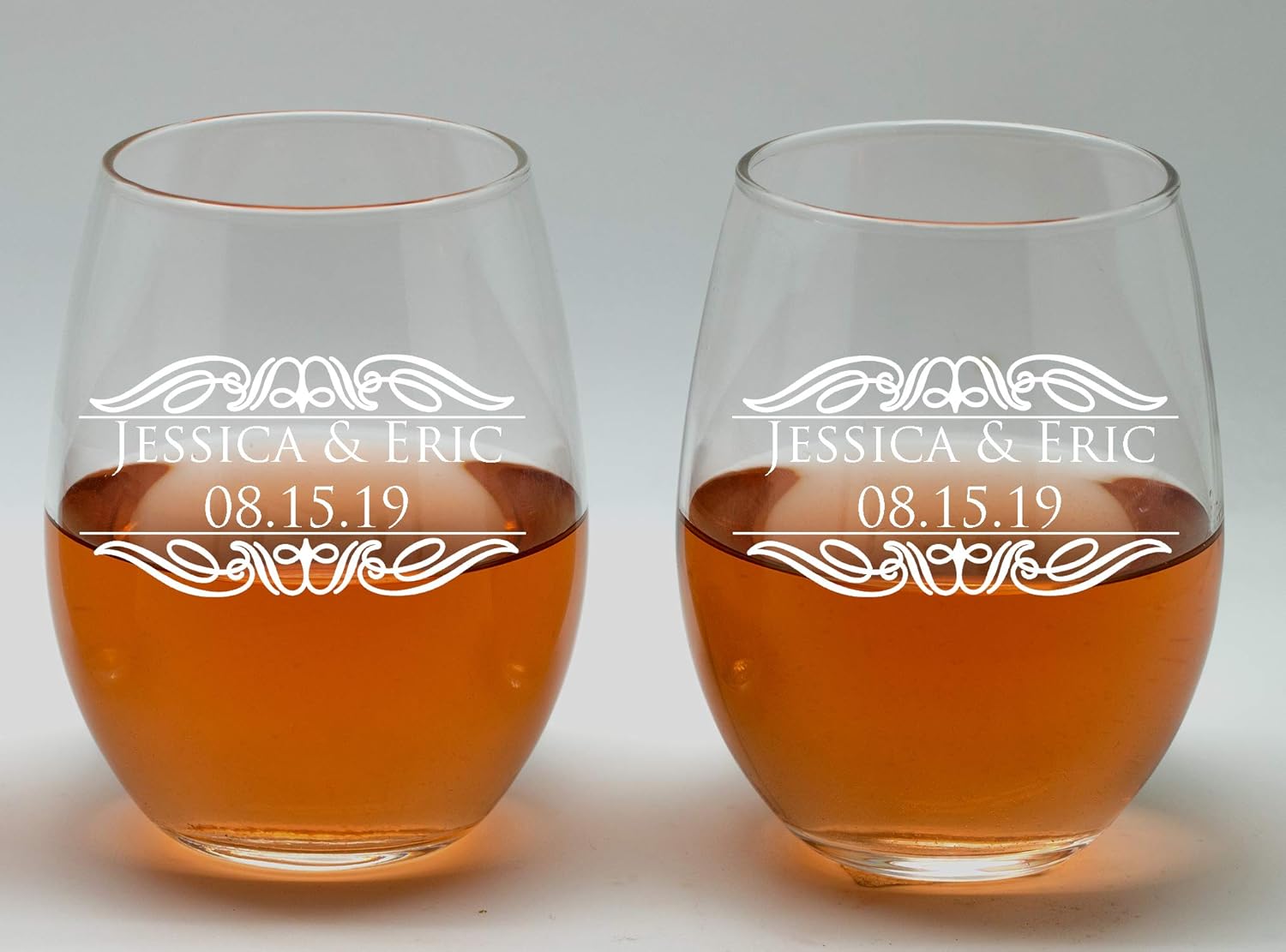Personalize Couple wine glasses,20oz Etched Stemless Wine