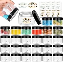 8oz Plastic Containers with Lids 24Pack, TintJungle Clear Plastic Jars with Lids 8 oz- Empty Food-grade Small Plastic Containers with Lids for Cosmetics/Slime/Food(8 fl.oz, 24Pack)