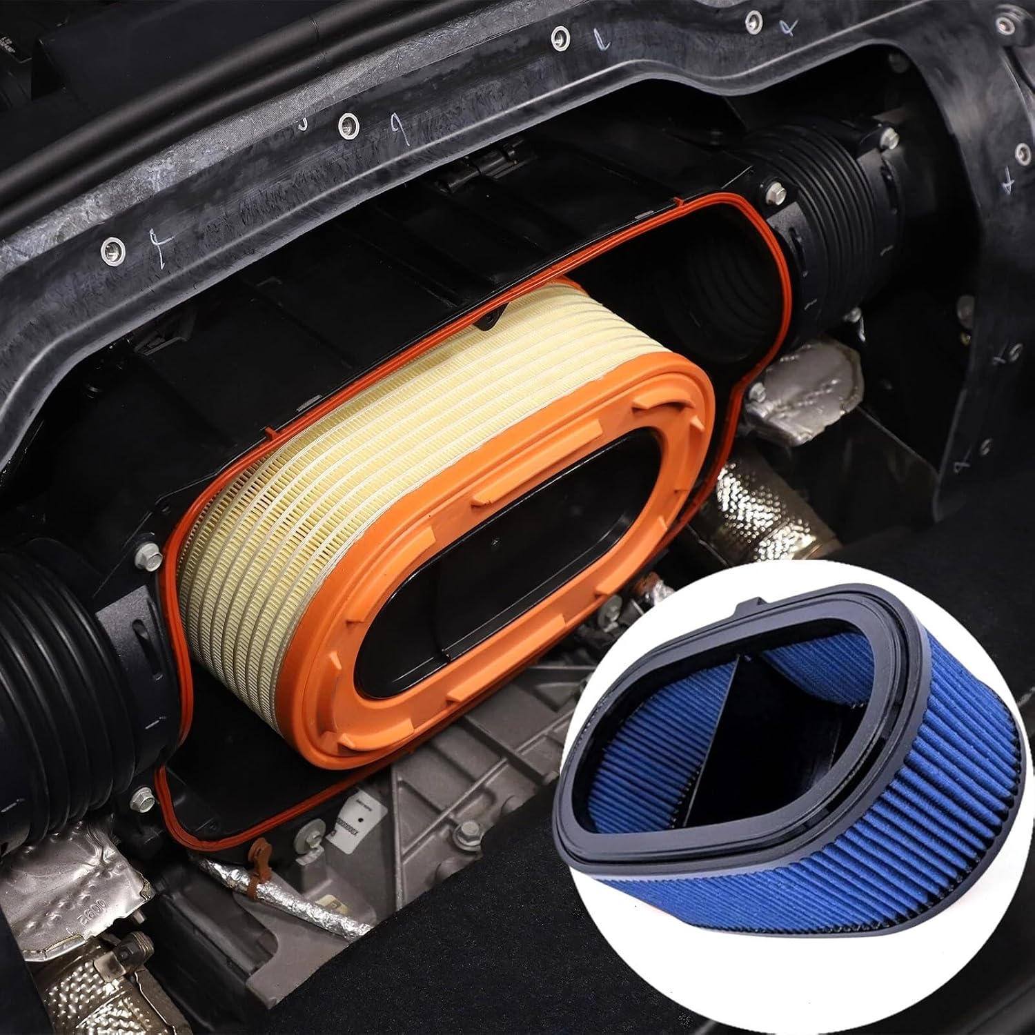 Air Filter Dry Nano High Flow Filter Compatible With Chevrolet Corvette C8 Stingray Z51 LT2 2020-2025