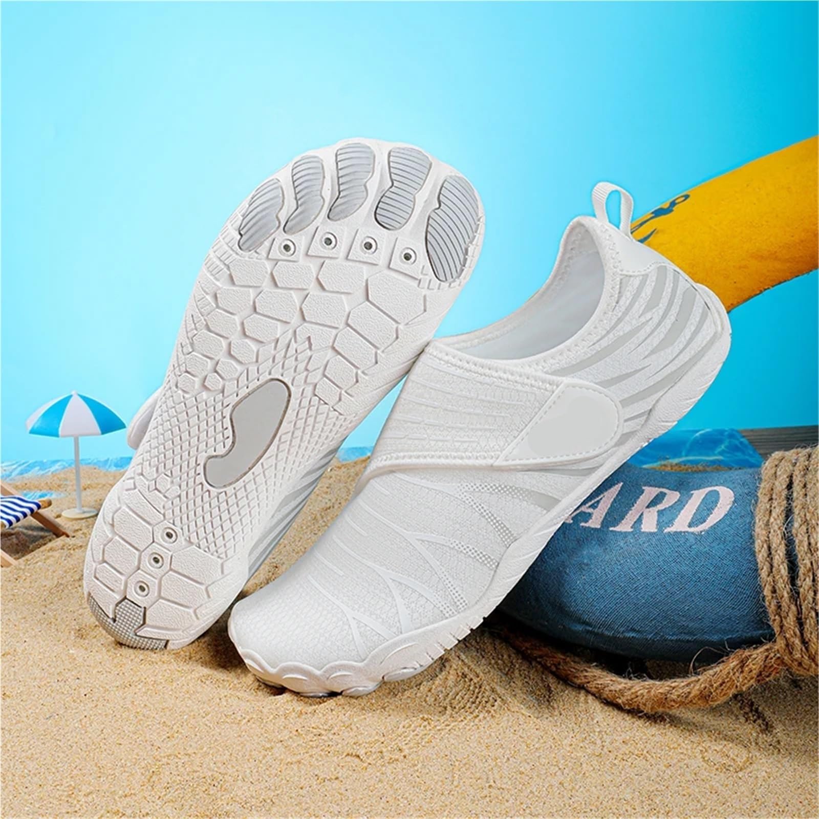 Zapatos De Agua Zapatos acuáticos de verano for playa al aire libre, zapatos acuáticos de secado rápido antideslizantes, zapatos acuáticos transpirables, zapatos descalzos Para Surfear, Bucear(White,3