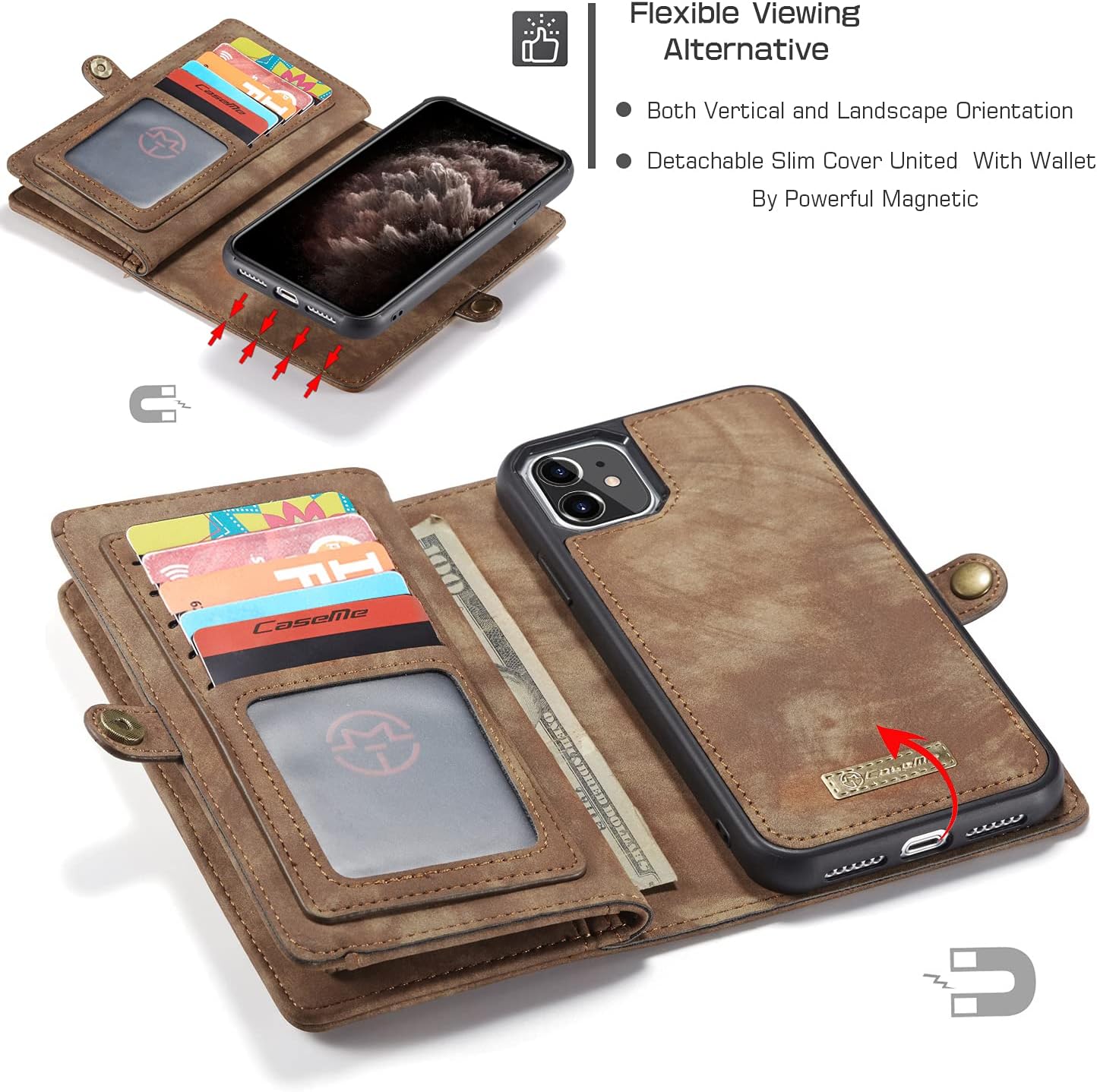 Exclusive Discount 90% Price Caseme for iPhone 11 Wallet Case,Zipper Detachable Magnetic 11 Card Slots Phone Wallet Case Purse for iPhone 11 Case Men/Women 6.1-inches (Brown) New Product Caseme for iPhone 11 Wallet Case,Zipper Detachable Magnetic 11 Card Slots Phone Wallet Case Purse for iPhone 11 Case Men/Women 6.1-inches (Brown)