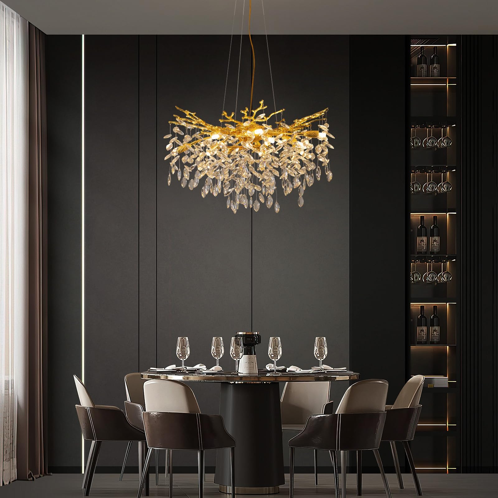 Moderne Kristallen Kroonluchter Voor De Woonkamer, Luxe Gouden Hanglamp