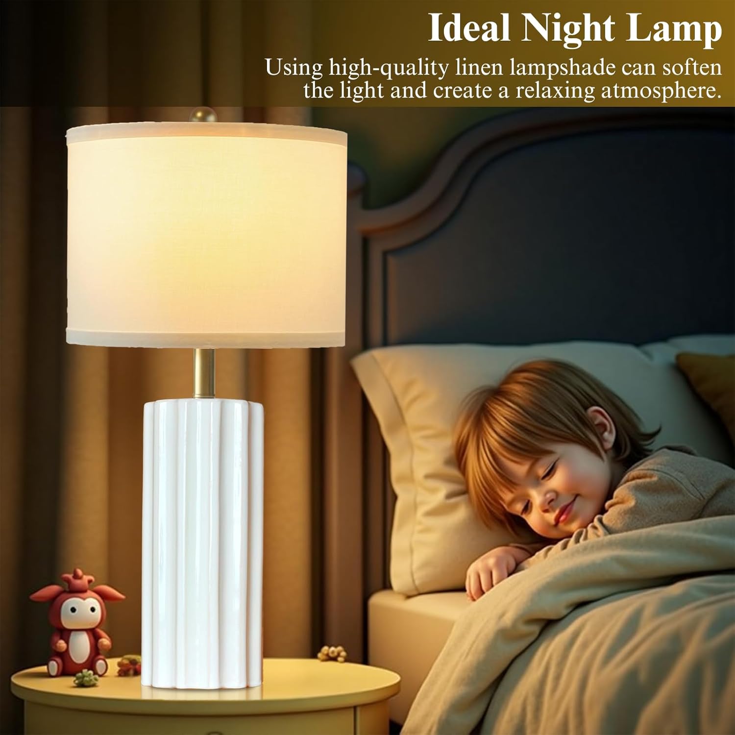 26.5" Modern Ceramic Table Lamps Set of 2 for Living Room White Bedside Lamps for Bedroom Farmhouse Nightstand Lamp Home Decor Desk Lamp End Table Lamps (2 Pack)