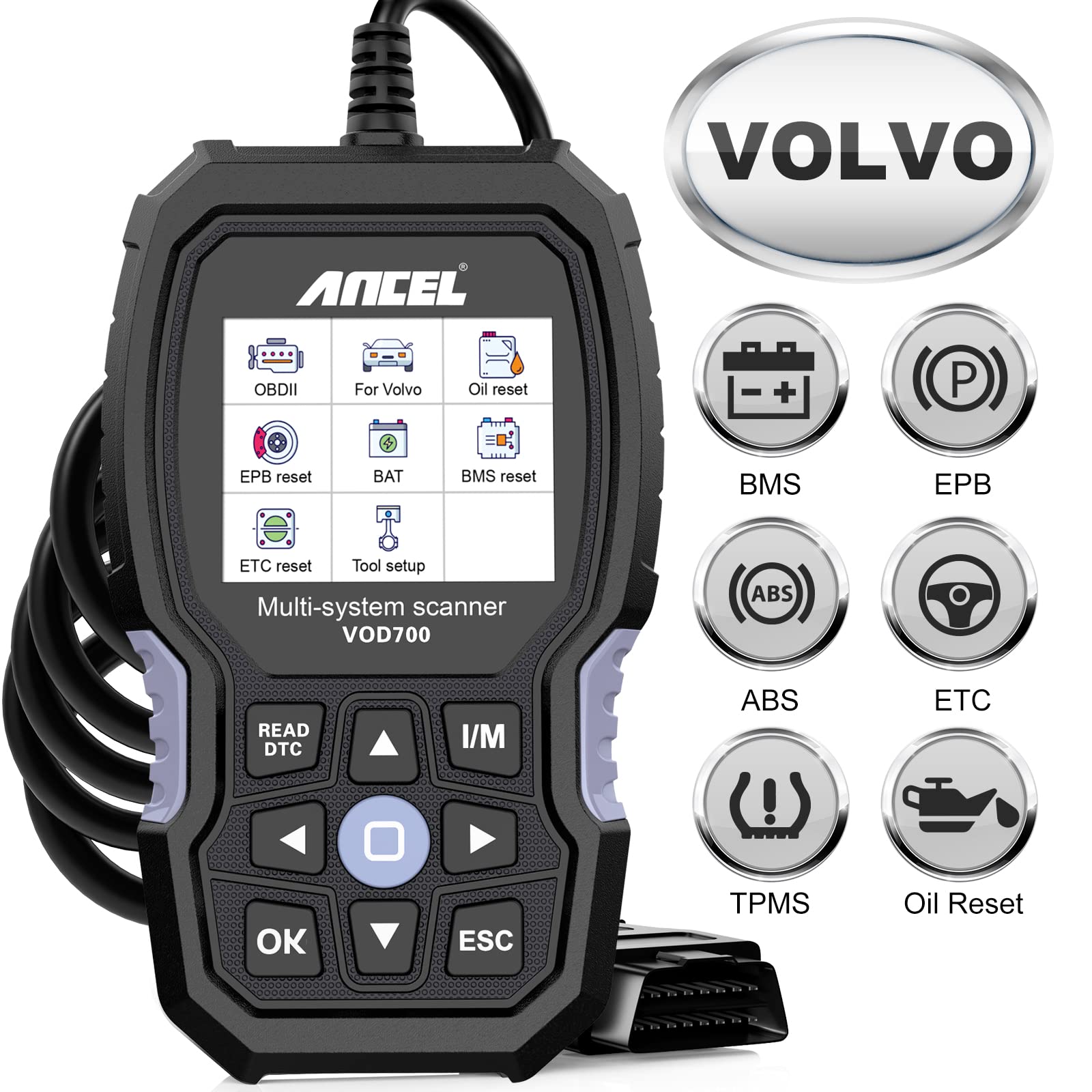 Amazon.com: ANCEL VOD700 All System OBD2 Scanner for Volvo Car