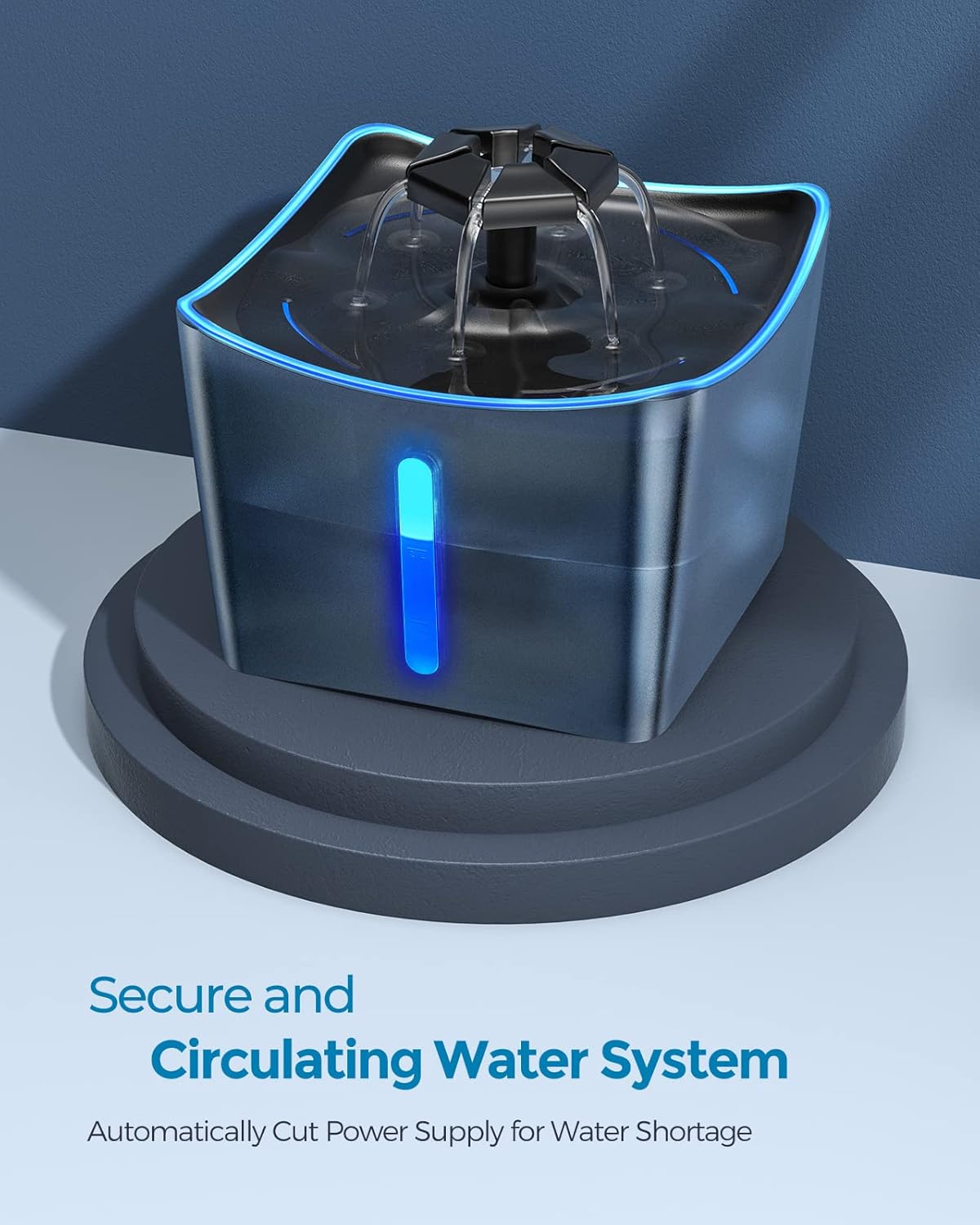 Peteast Cat Water Fountain 3L, Water Dispenser for Cats with LED Water