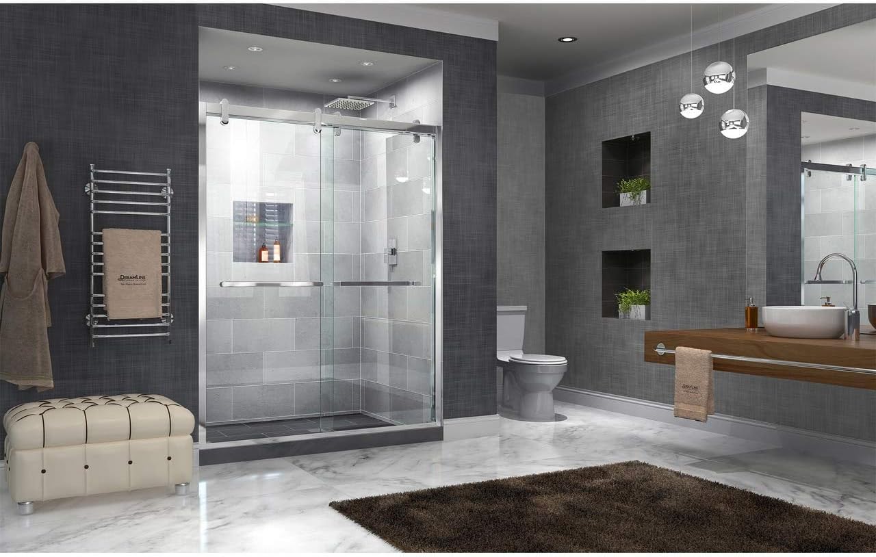 Cavalier 60" Polished Stainless Steel Frameless Sliding Shower Door