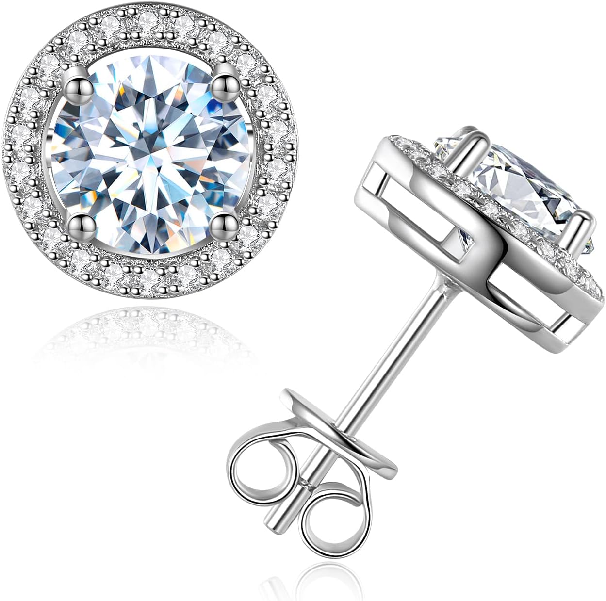 Moissanite Stud Earrings for Women, 925 Sterling Silver 1-2Carat Moissanite D Color Stud Earrings Perfect Jewelry Gifts