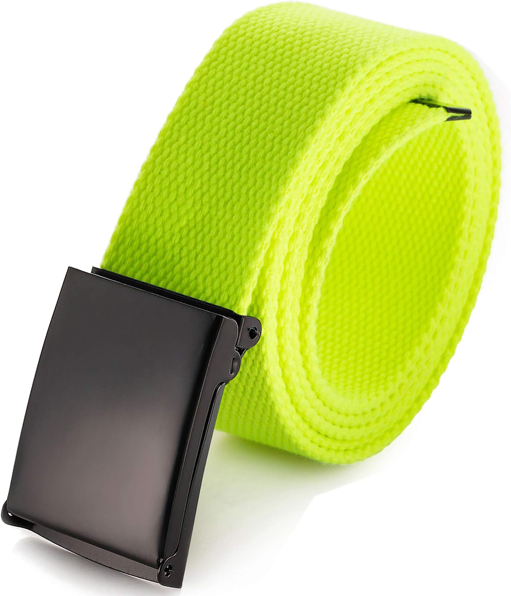 Cut To Fit Canvas Web Belt Size Up to 52" with Flip-Top Solid Black Military Buckle (16 Color and Combo Pack Options)