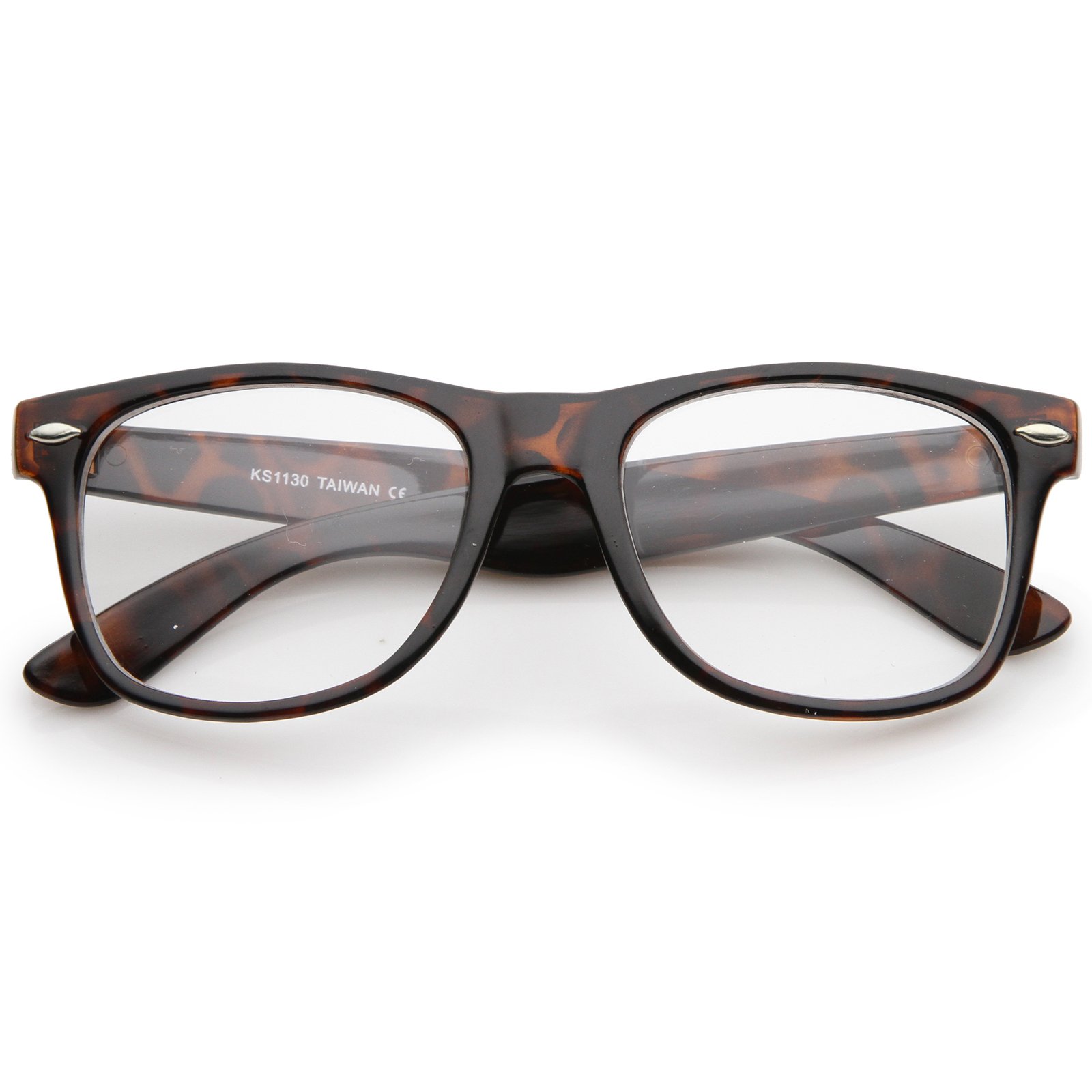 zeroUV - Retro Wide Arm Square Clear Lens Horn Rimmed Eyeglasses 54mm