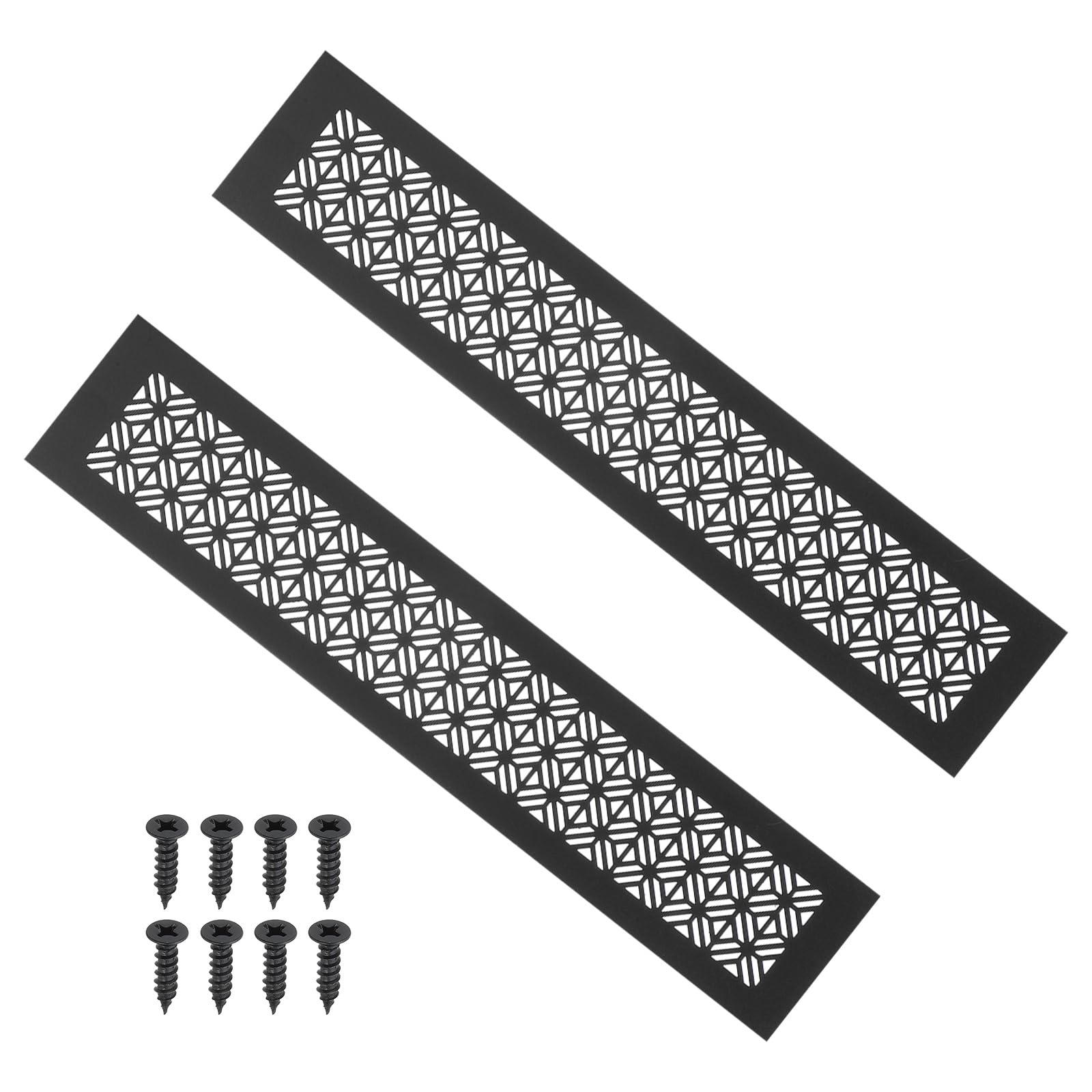 PATIKIL 16 x 3 Inch Door Air Vent Cover, 2 Pcs Heavy Duty Aluminum Grille Ventilation Cover Louvered with Mounting Screws for Cabinet Wardrobe Door, Black — image 1