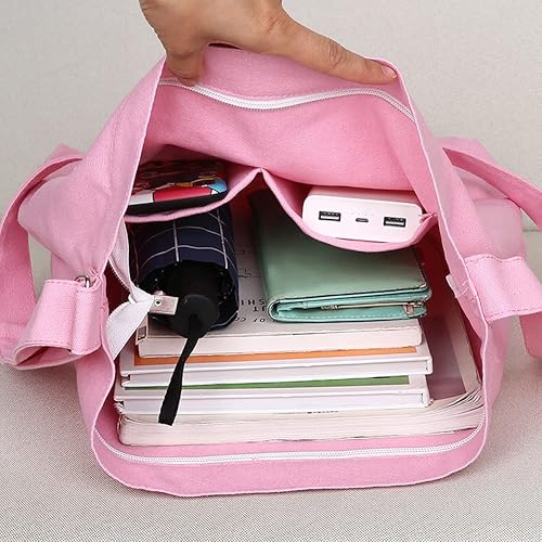 Miniatura 6 de Covelin - Bolsa de hombro informal de lona para mujer, estilo bohemio y retro, bolsa de mano, bolso cruzado, tamaño grande