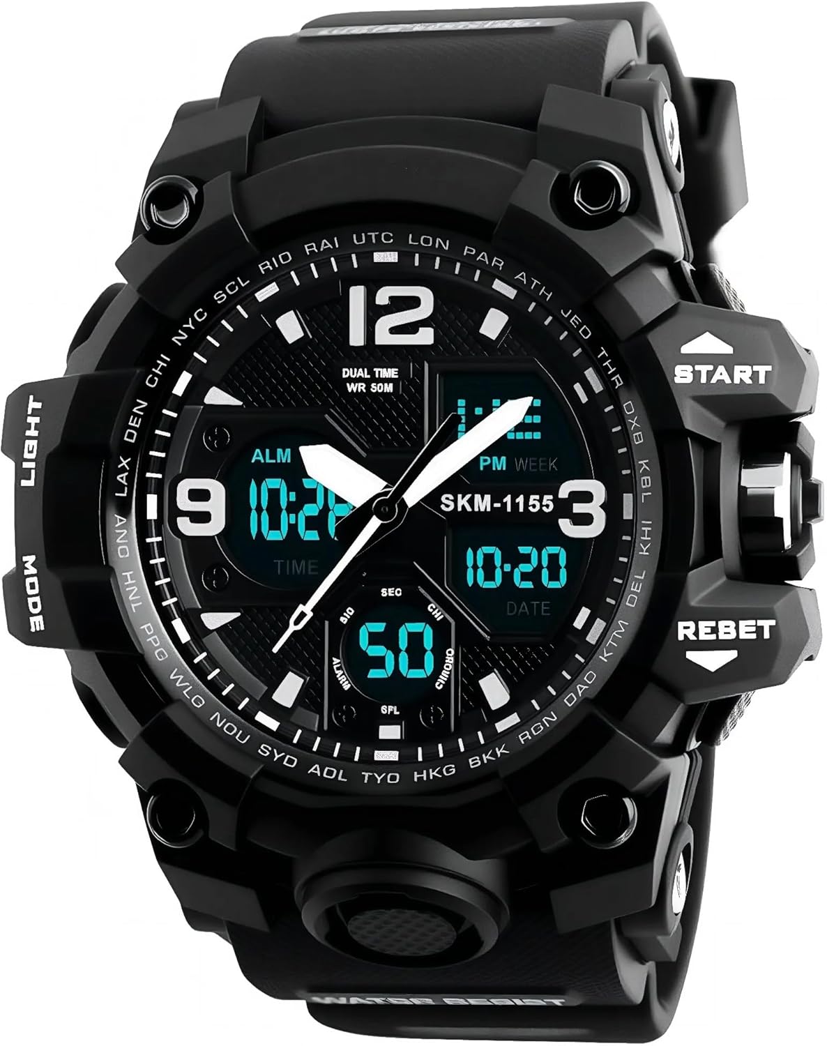 MJSCPHBJK Men's Watches Sports Outdoor Waterproof Military Tactical Watch Date Multi Function LED Alarm Stopwatch Watches for Men