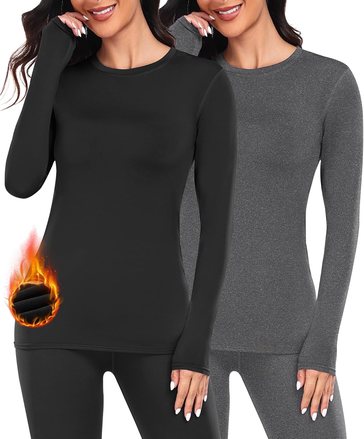 YADIFEN Thermal Shirts for Women, Fleece Lined Thermal Layer Long Sleeve Undershirt, Ultra-Soft Thermal Top for Cold Weather