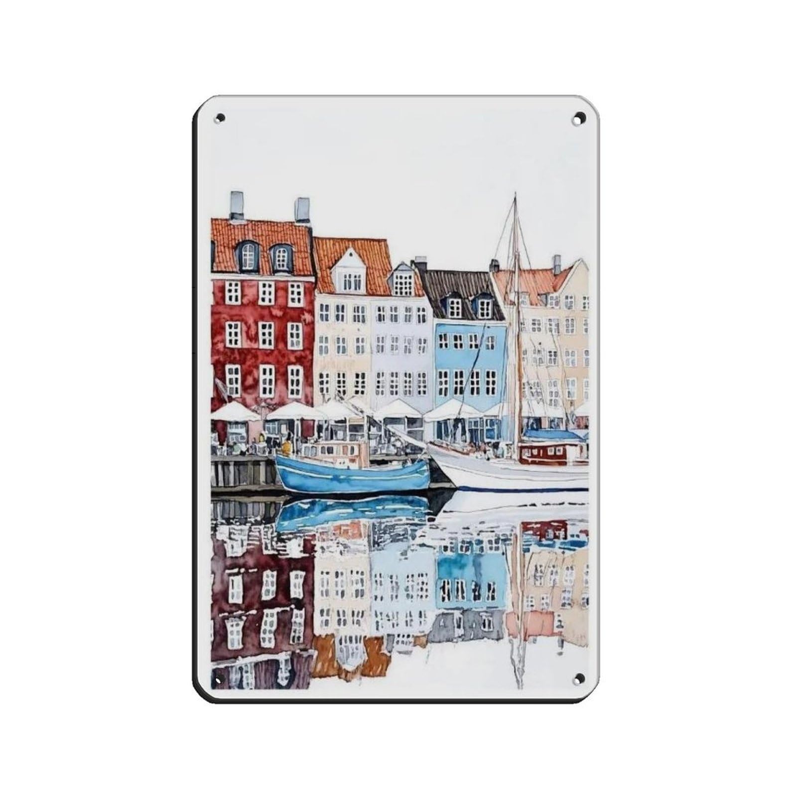 Lxwnze 20L X 30W Cm Copenhagen Poster, Scandinavia, Denmark Art (3) Tin Sign Vintage Metal Pub Club Cafe Bar Home Wall Art Decoration Poster Retro 8X12inch(20X30cm)