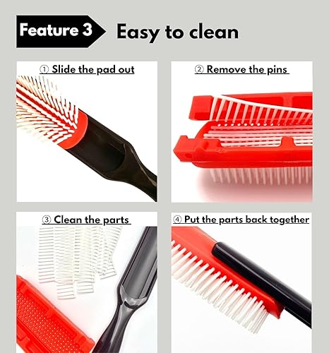 Miniatura 5 de MDSTYLE Cepillo desenredante de 9 filas para cabello rizado, grueso, ondulado y enrollado, para definir rizos, desenredar, peinar, secar por