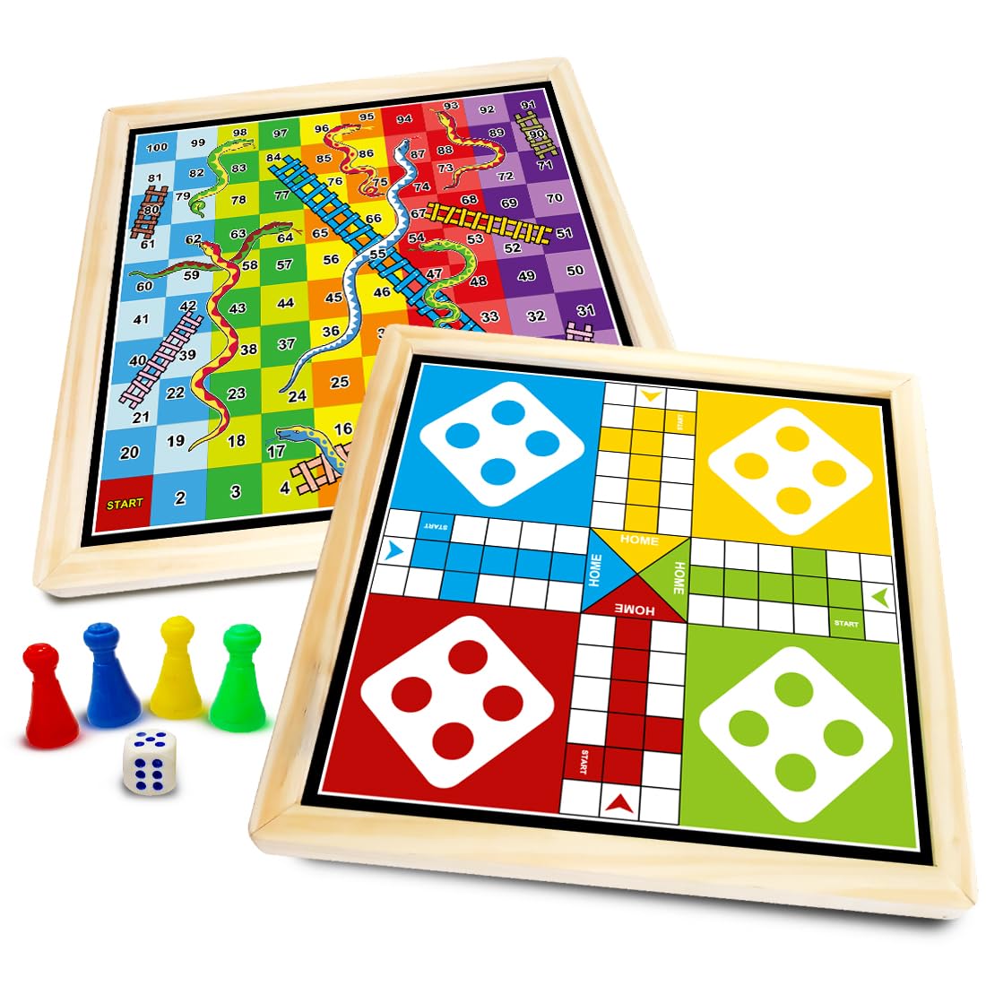 Wembley 2in1 Ludo Snakes & Ladder Jumbo Wooden Game