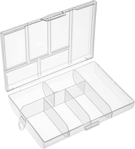 Miniatura 1 de Bettomshin Caja de almacenamiento de componentes PP de 4.72 x 3.35 x 0.91 pulgadas, contenedor organizador de plástico, 6 rejillas fijas, cajas de