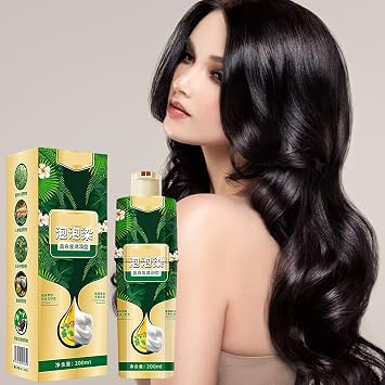 Bubble Plant Hair Dye Shampoo, 200ML Instant Hair Dye Shampoo, Natural Ingredients Hair Colour Shampoo for Gray Hair and Beard, Long Lasting Hair Dying Shampoo for Men & Women