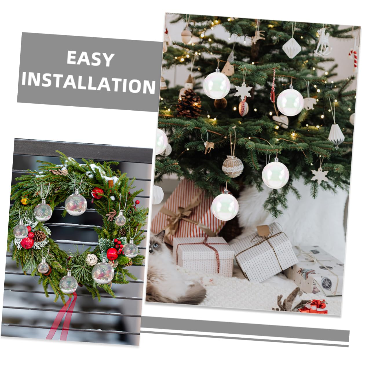 Kisangel 40piezas Bolas de Navidad Transparentes Rellenable para Hacer Tú Mismo Adornos Colgantes Árbol de Navidad Decoración de Fiesta y Hogar