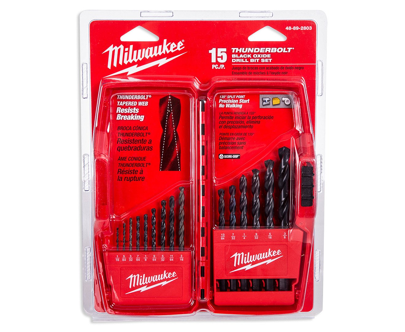 Milwaukee Electric Tools 15-pc Thunderbolt Black Oxide Drill Bit Set