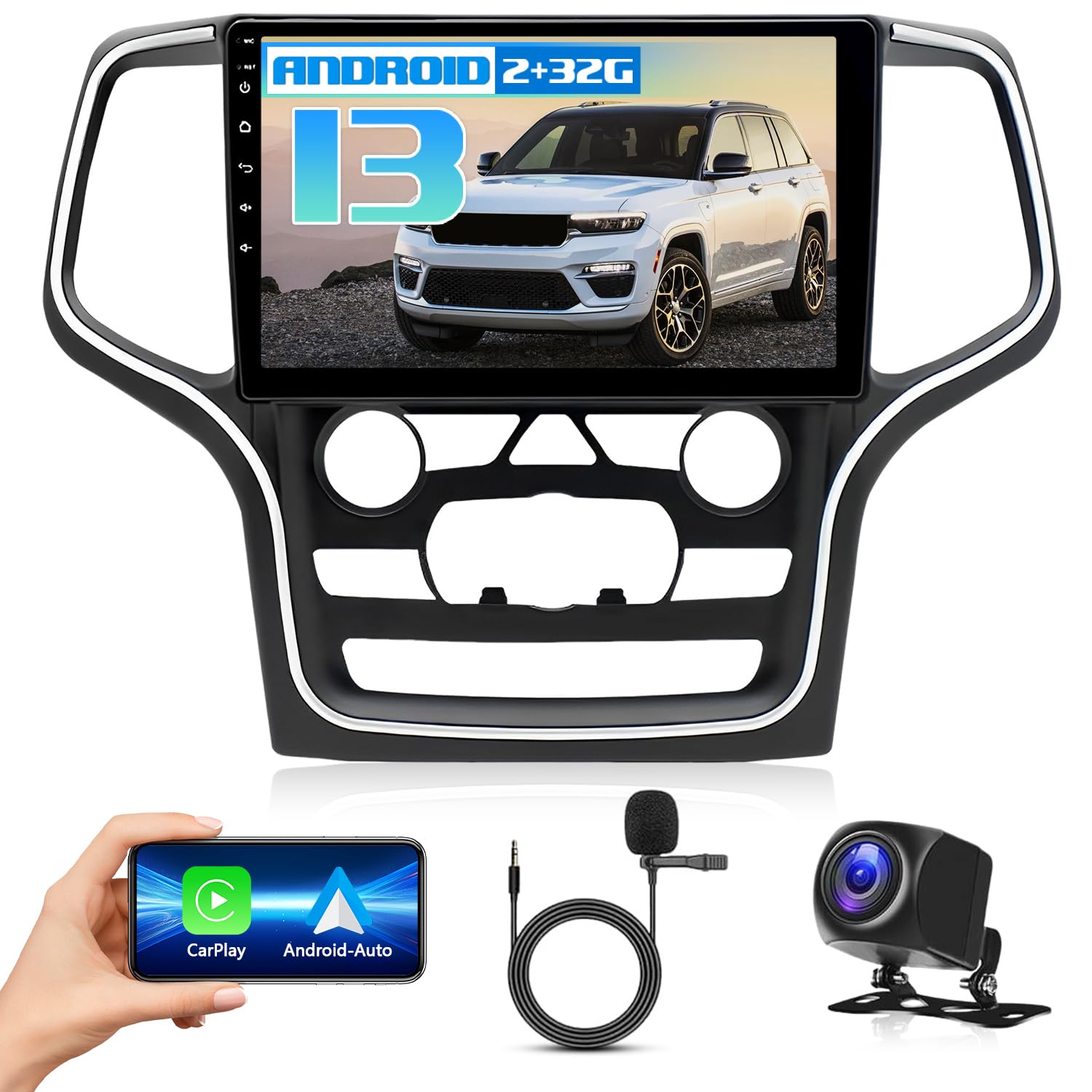 9\" For Jeep Grand Cherokee 2014-2022 Apple Carplay Android 13 Auto Head Unit Car Radio Intelligent System GPS WIFI 4-64GB Navi
