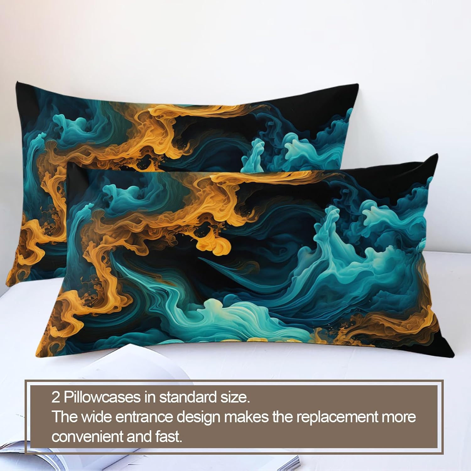 Marble Duvet Cover Queen Size - Fluid Art Home Decor & Gifts, 3 Piece Back to School Dorm Bedding, Easy Care Microfiber Comforter Cover & Pillowcases, Abstract Textures image 4