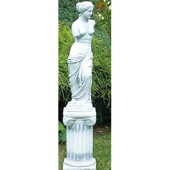 Deko Garten Figur Statue Venus Von Milo Auf Ionischer Saule Als Satz Skulptur Aus Beton Gesamthohe 91 Cm Amazon De Garten