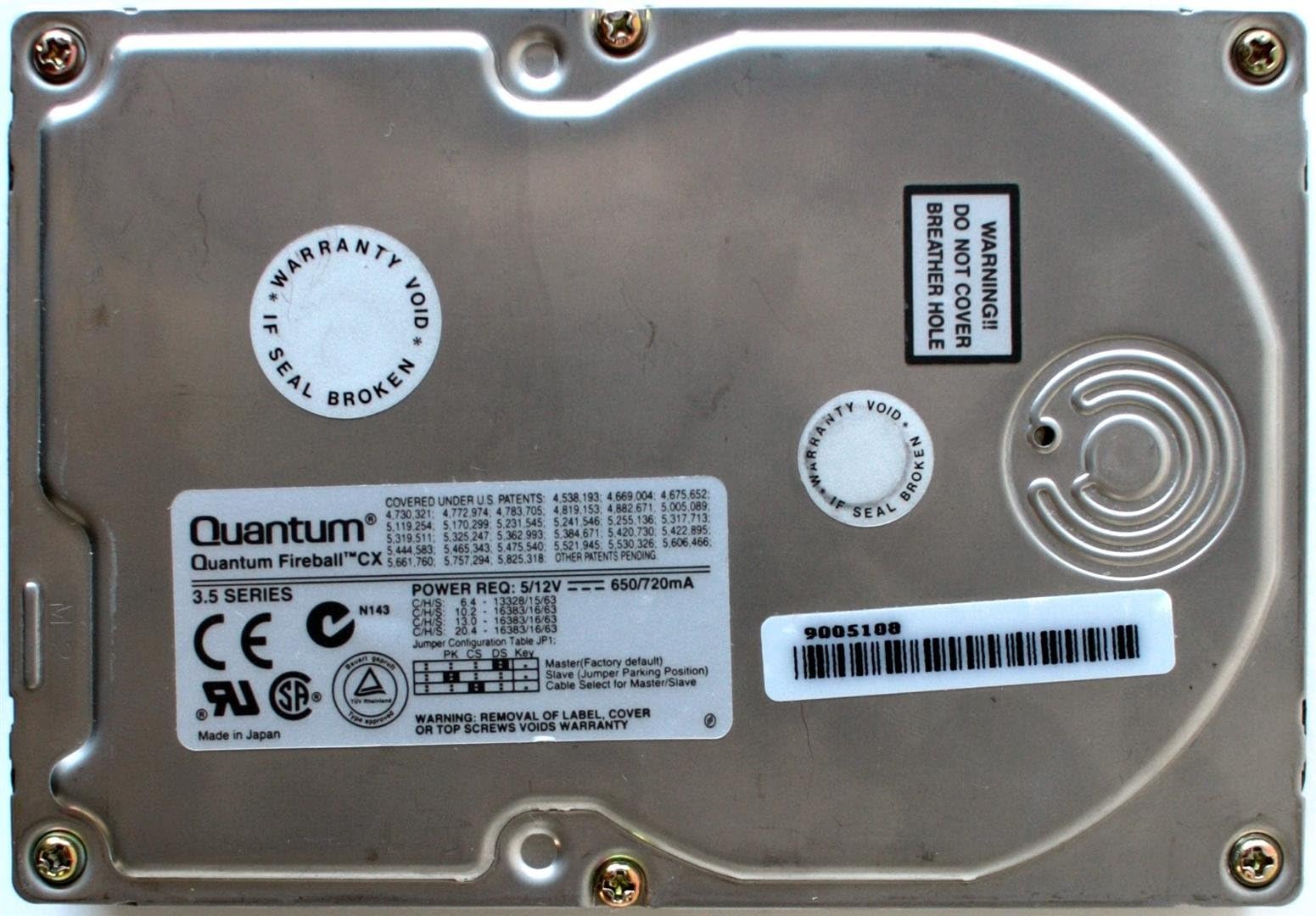 Quantum 10.2GB Fireball CX, 10.2AT CX10A011 REV 01-B, PSZXX